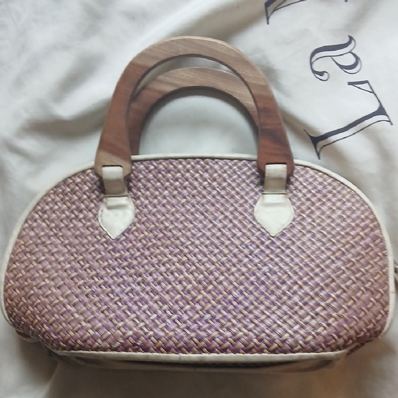 Handbags - 1970s Vintage Elegant Purple Woven Satchel Handbag